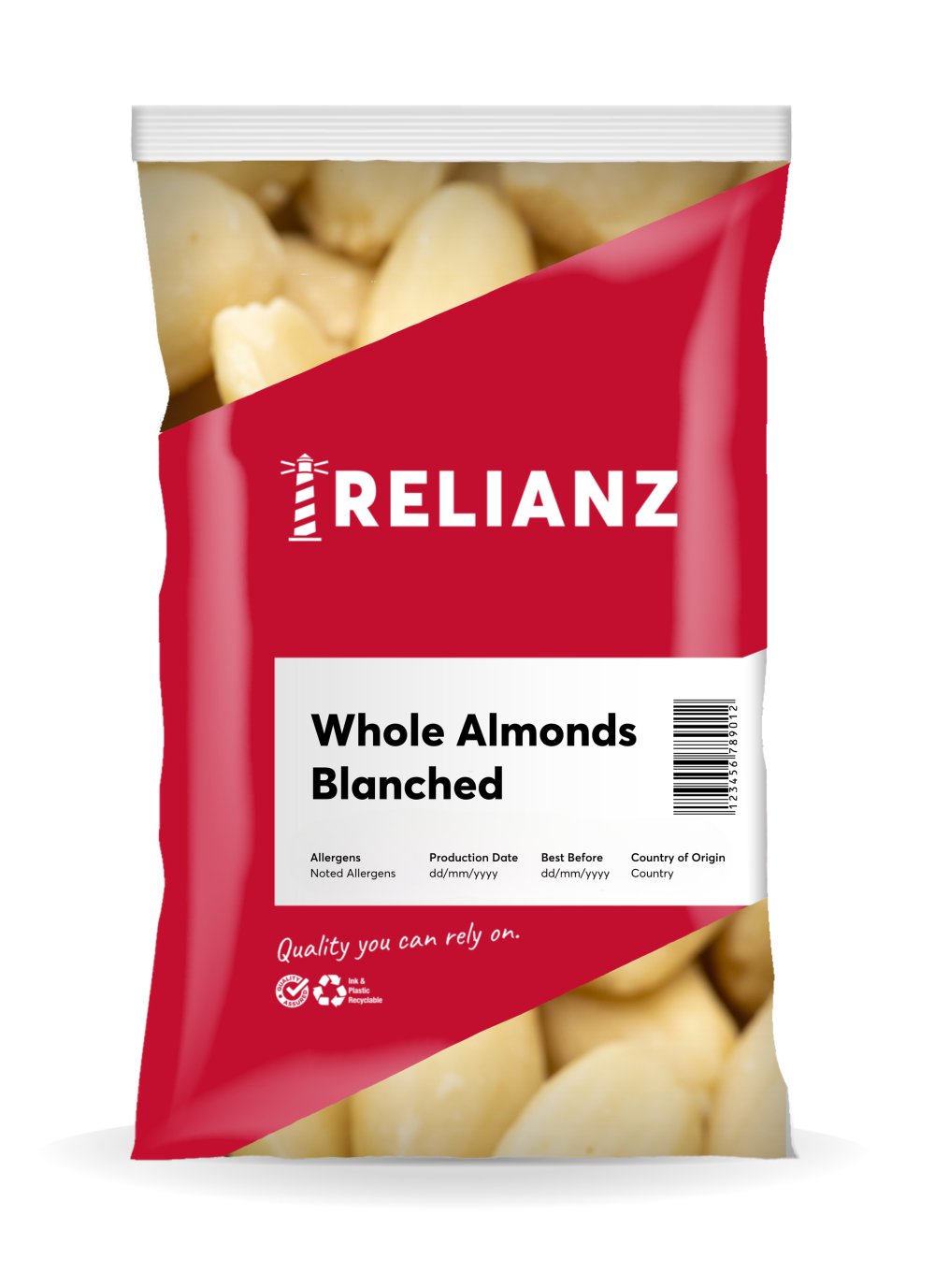 Almonds Blanched Whole 1kg